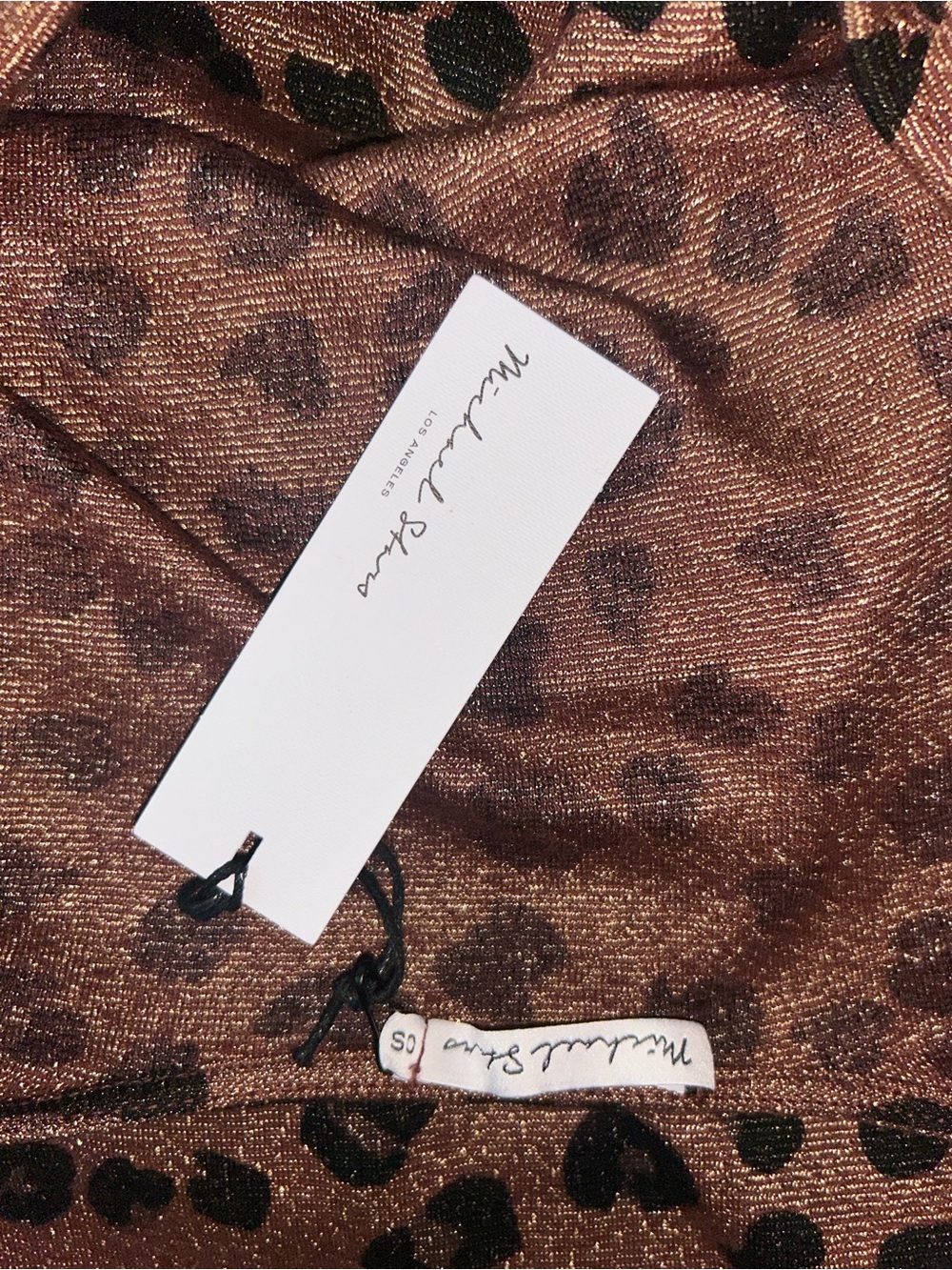 NWT Michael Stars Loretta Drape Neck Shell Top Leopard Print on Shine in Kona OS - Picture 5 of 5